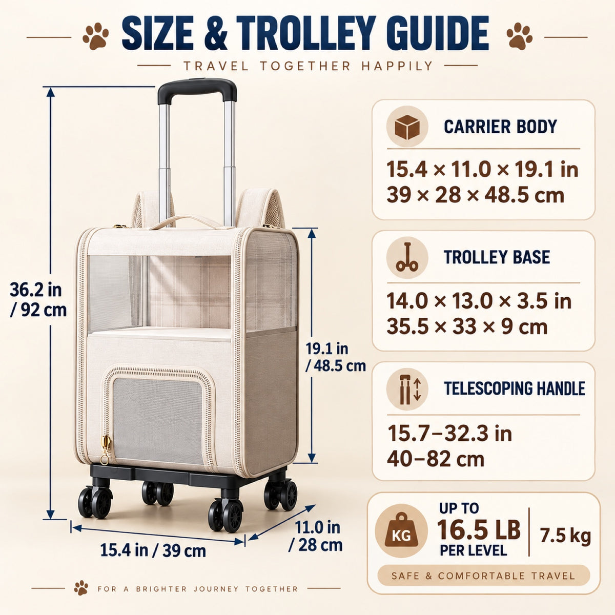 Double-Deck Rolling Pet Carrier Backpack with Telescopic Handle, By GAVPEPY image 4 - 3.jpg