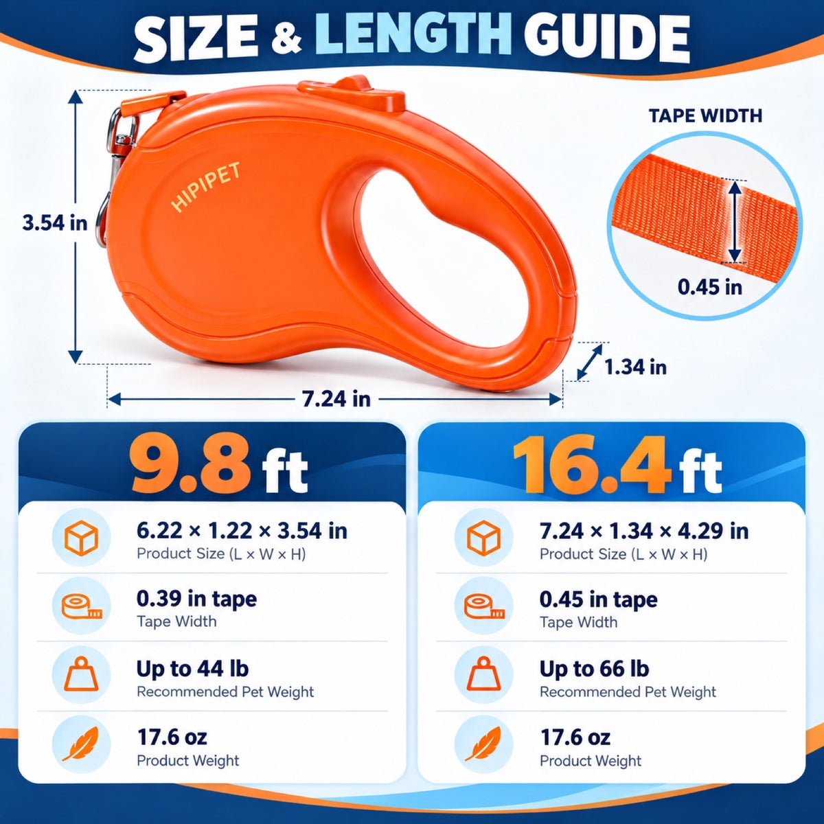 Color-Block Retractable Dog Leash, 3 Colors and 2 Lengths, By GAVPEPY image 4 - 3.jpg