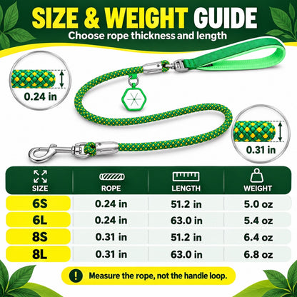 Patterned Rope Dog Leash with ID Tag, 5 Colors and 4 Sizes, By GAVPEPY image 4 - 3.jpg
