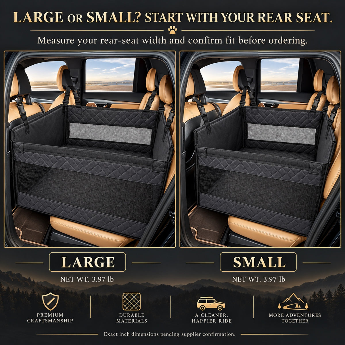 Hard-Bottom Rear Seat Pet Enclosure, 2 Colors, 2 Sizes & 2 Packages, By GAVPEPY image 4 - 3.jpg
