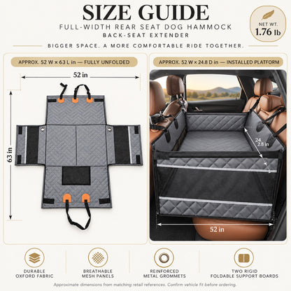 Foldable Two-Panel Hard-Bottom Rear Seat Pet Hammock, 2 Colors, By GAVPEPY image 4 - 3.jpg