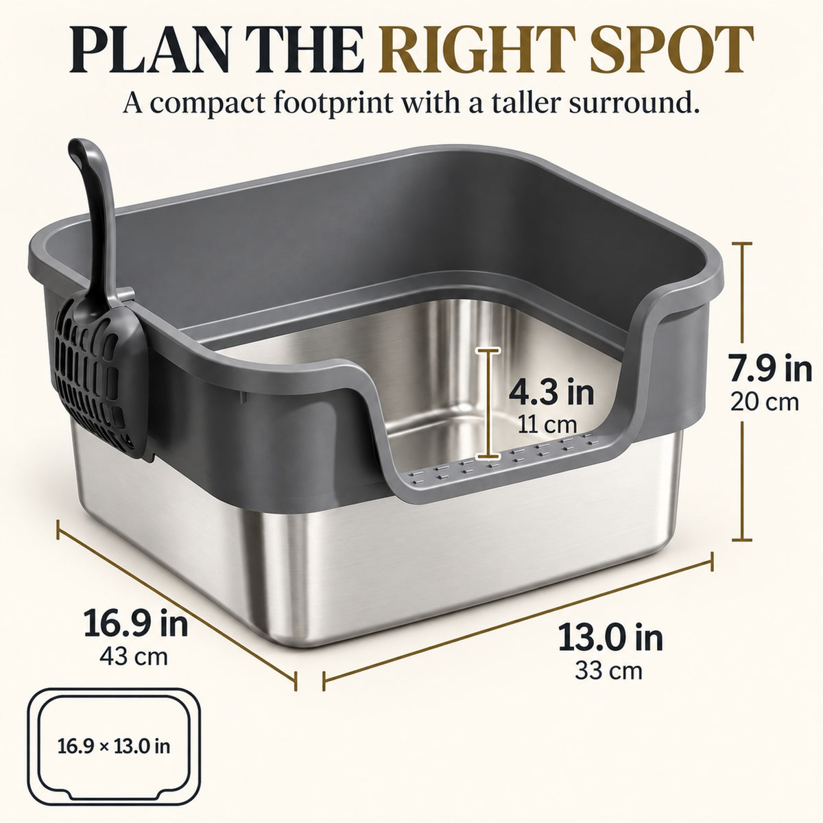 GAVPEPY Extra Large Stainless Steel High-Sided Cat Litter Box, 6 Options image 4 - 3.jpg