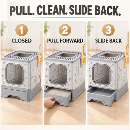 GAVPEPY Foldable Top-Entry Drawer Enclosed Cat Litter Box, 2 Options image 4 - 3.jpg