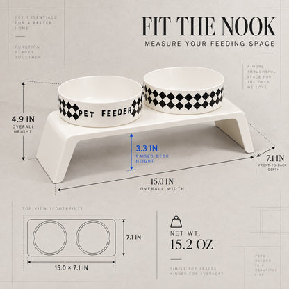 Elevated Grid Double Pet Bowl, White, By GAVPEPY image 4 - 3.jpg