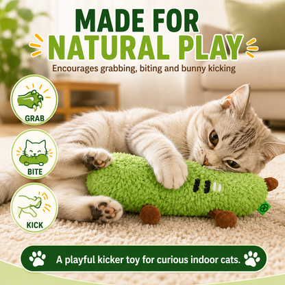 Green Cucumber Catnip Kicker Toy with Squeaker image 4