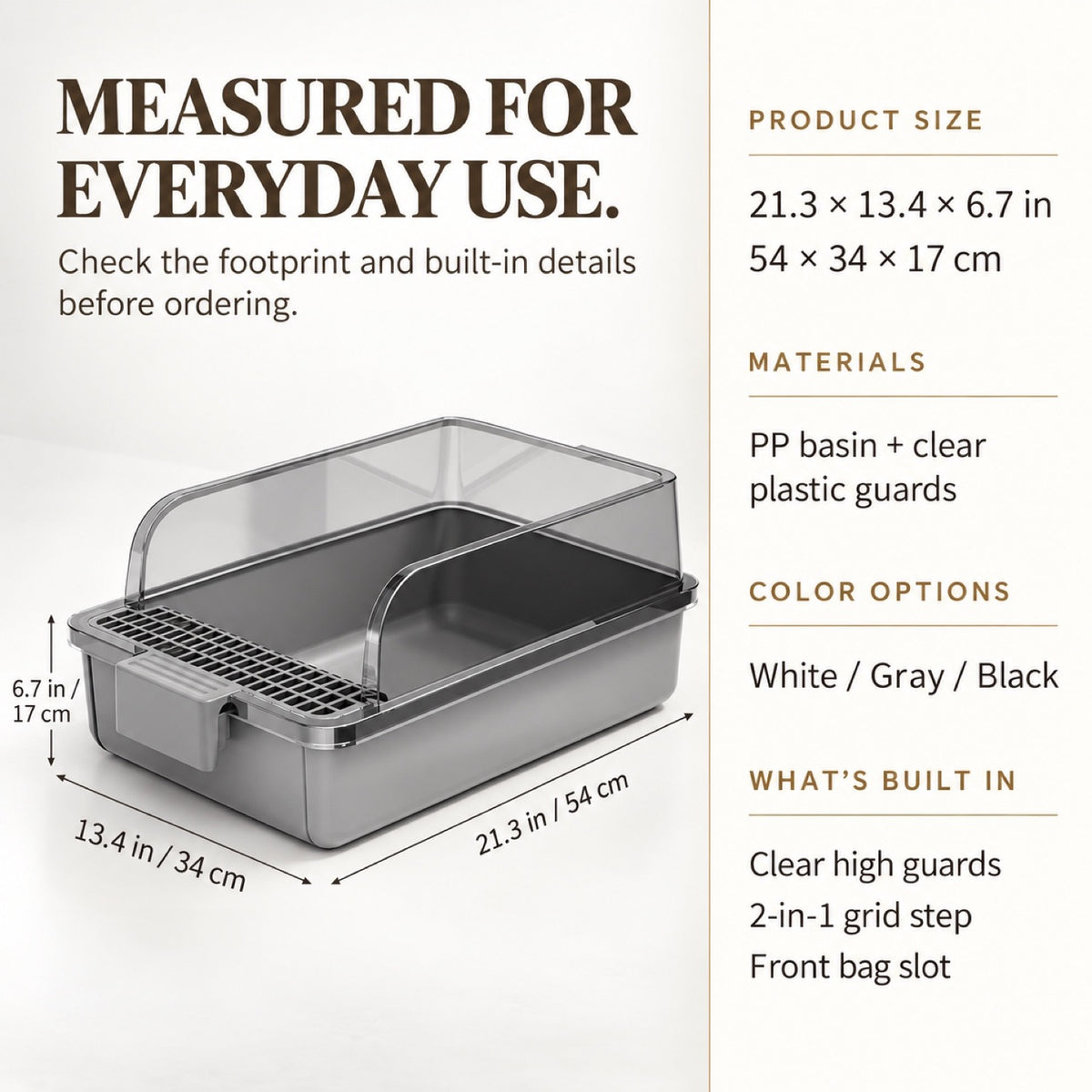 GAVPEPY High-Sided Cat Litter Box, 3 Options image 5 - 4.jpg