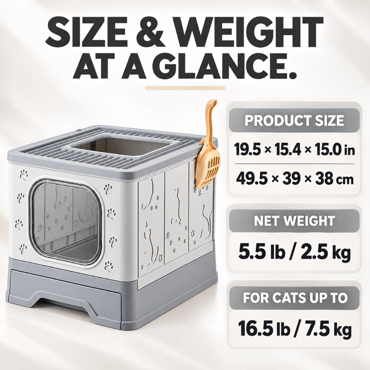 GAVPEPY Foldable Top-Entry Drawer Enclosed Cat Litter Box, 2 Options image 5 - 4.jpg