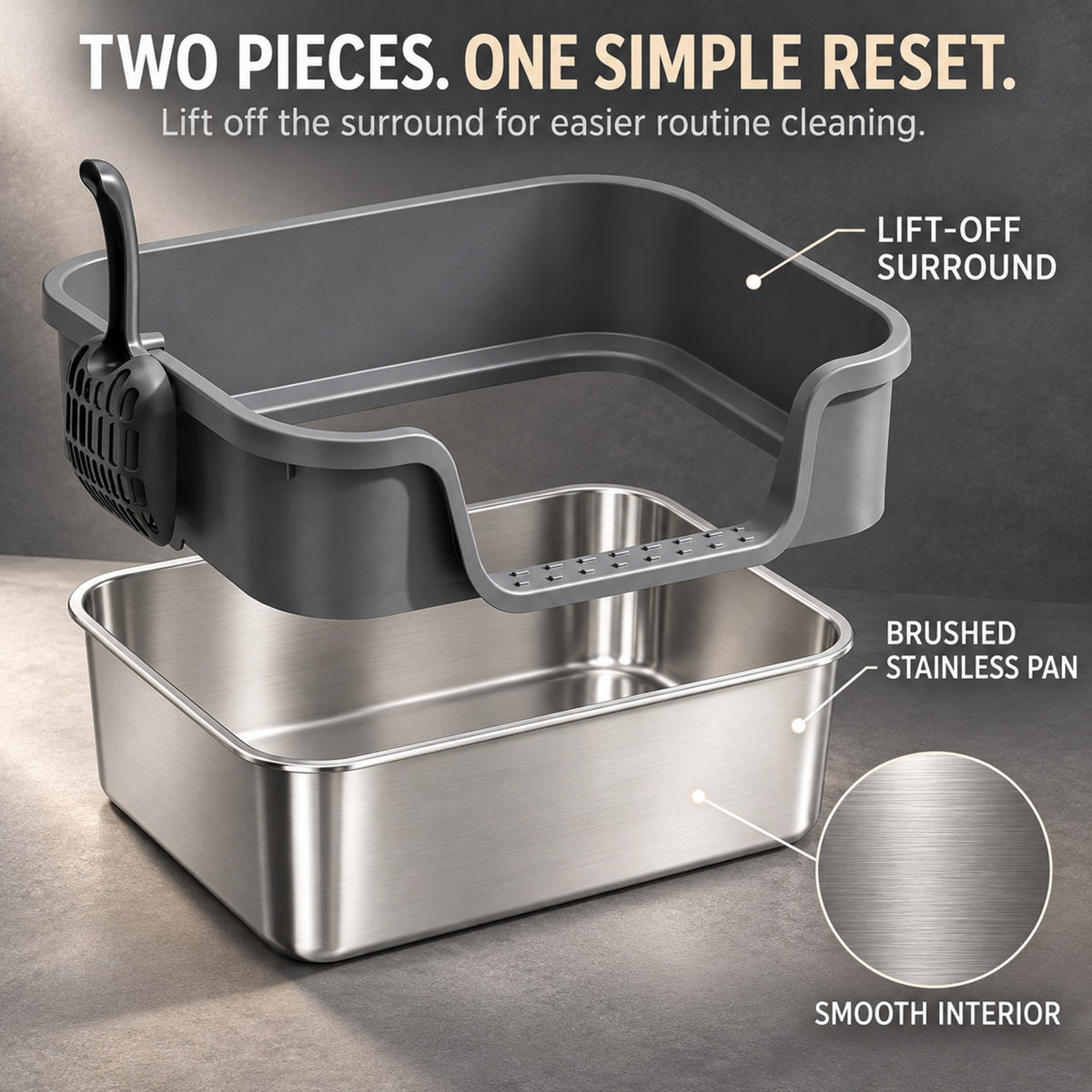 GAVPEPY Extra Large Stainless Steel High-Sided Cat Litter Box, 6 Options image 5 - 4.jpg