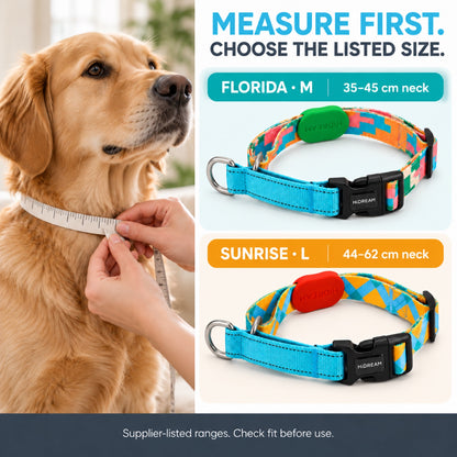 GAVPEPY Polyester Half-Check Dog Collar, Sizes L, M, Sunrise Pattern, Florida Pattern, for neighborhood walks, park visits and daily dog wear; an adjustable neckwear option for supervised walks and everyday outings image 5 - 4.jpg