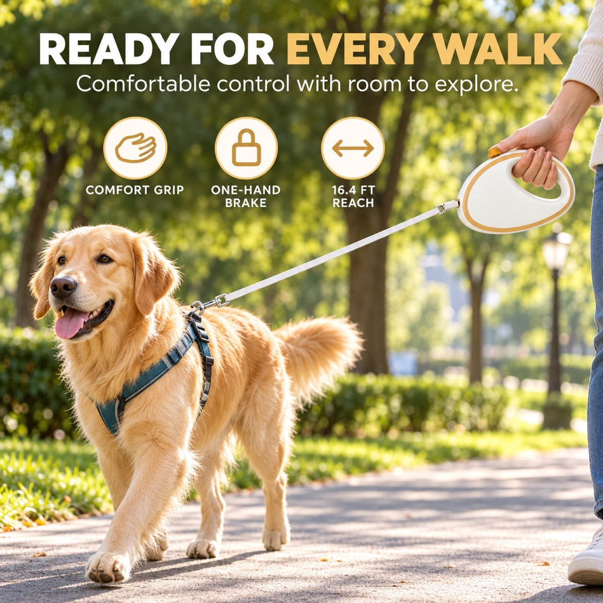 Two-Tone Retractable Dog Leash, 5 Colors, By GAVPEPY image 5 - 4.jpg