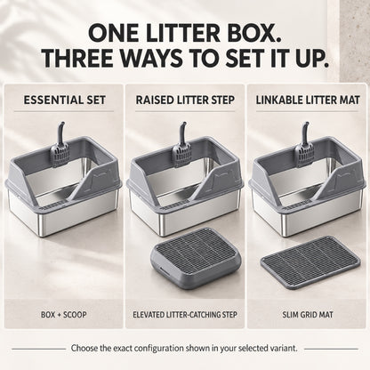 GAVPEPY Extra Large Stainless Steel High-Sided Cat Litter Box, 56 Options image 5 - 4.jpg