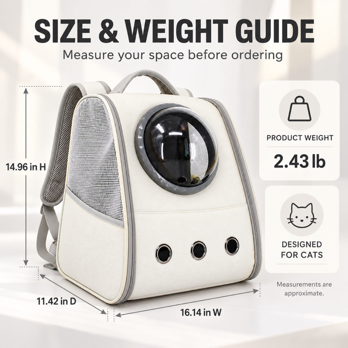 Space Capsule Foldable Pet Backpack, 3 Colors, By GAVPEPY image 5 - 4.jpg
