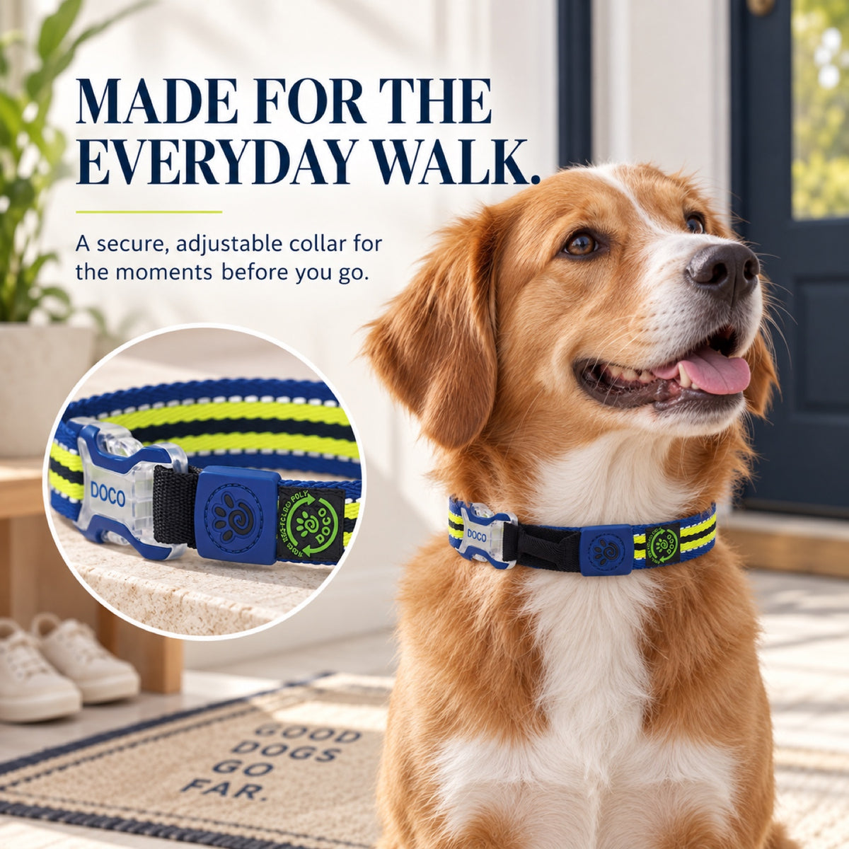 GAVPEPY Recycled webbing and braided nylon Reflective Woven Dog Collar, Sizes S, M, L, 5 color or pattern options, for neighborhood walks, park visits and daily dog wear; an adjustable neckwear option for supervised walks and everyday outings image 5 - 4.jpg