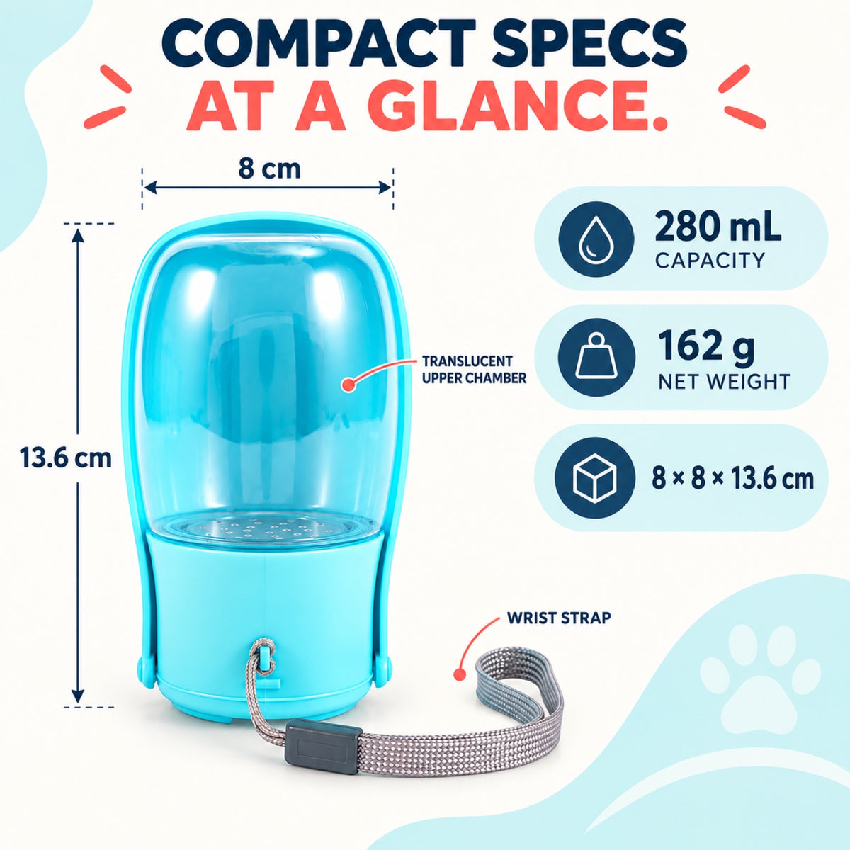 Foldable Pet Water Bottle, 220 mL, 2 Colors, By GAVPEPY image 5 - 4.jpg