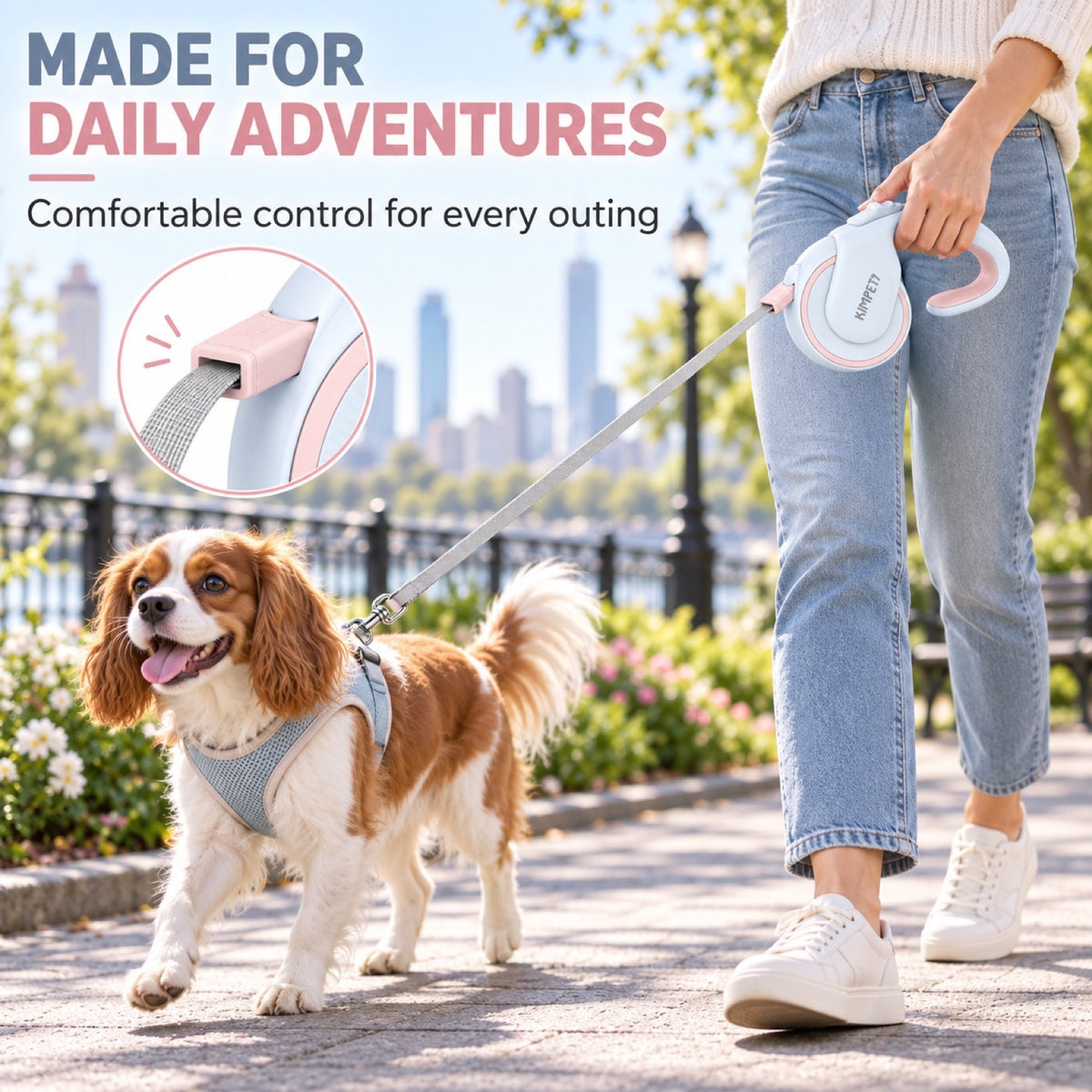 Upgraded Two-Tone Retractable Dog Leash, 6 Colors, By GAVPEPY image 5 - 4.jpg