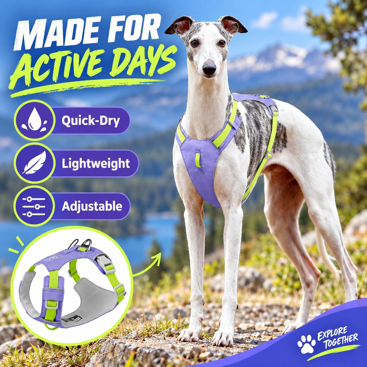 Quick-Dry Outdoor Dog Harness, 13 Colors and 5 Sizes, By GAVPEPY image 5 - 4.jpg