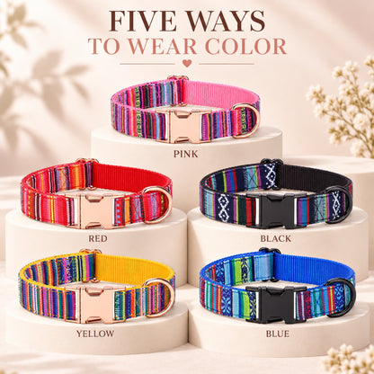 GAVPEPY Fabric Patterned Fabric Dog Collar, Sizes XS, S, M, L, 5 color or pattern options, for neighborhood walks, park visits and daily dog wear; an adjustable neckwear option for supervised walks and everyday outings image 5 - 4.jpg