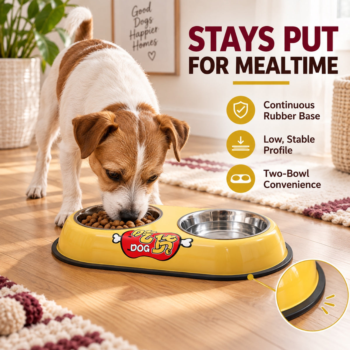 Foodie-Print Double Pet Bowl, 2 Sizes, By GAVPEPY image 5 - 4.jpg