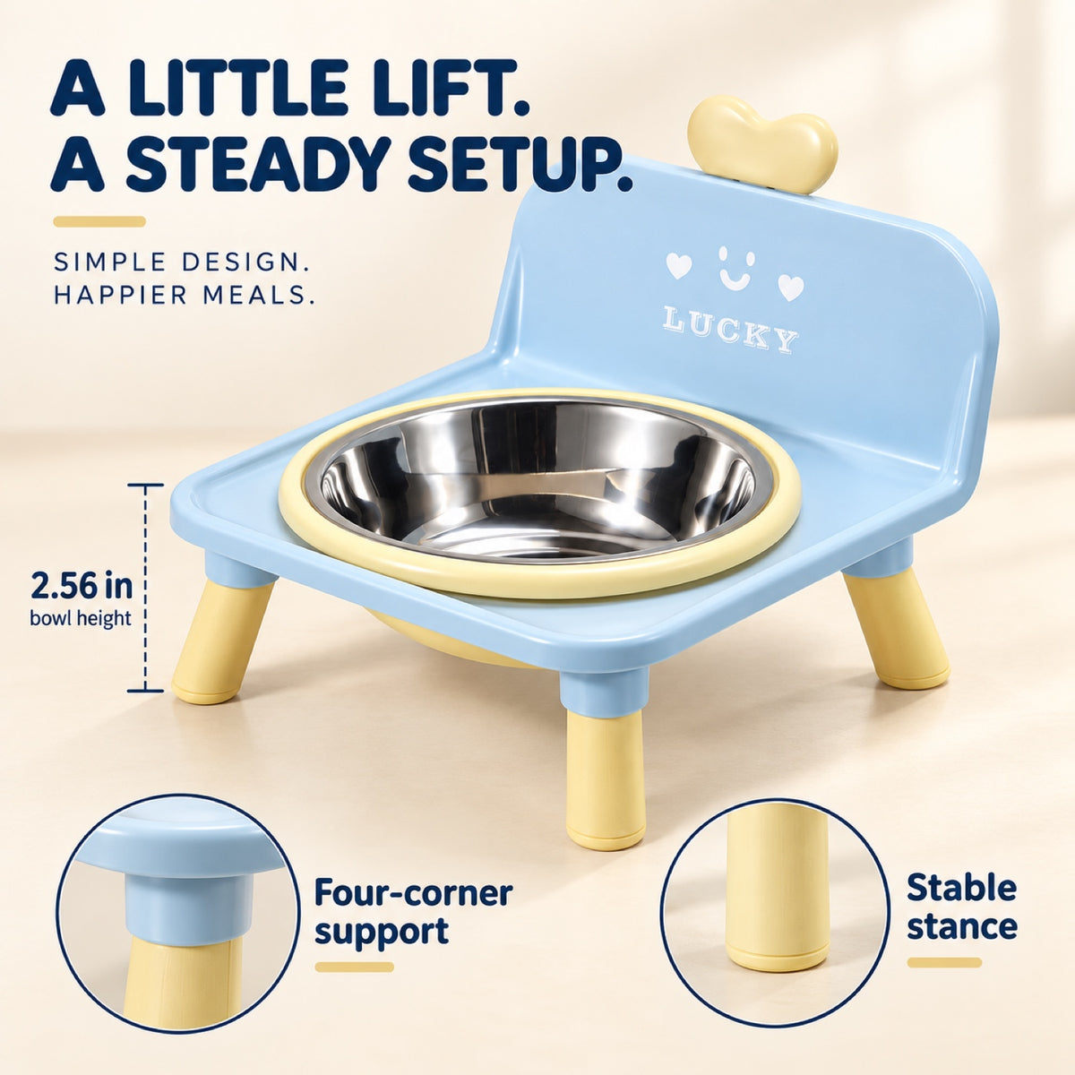 Raised Stainless Steel Pet Bowl, 4 Colors, By GAVPEPY image 5 - 4.jpg