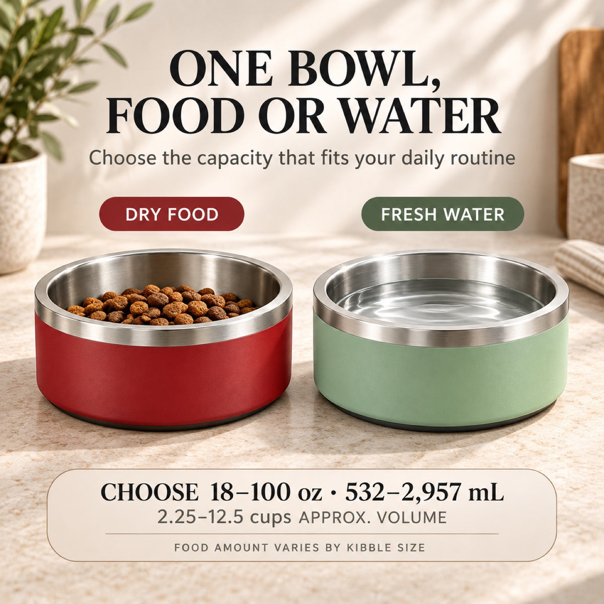 Stainless Steel Pet Bowl, 5 Capacities and 10 Colors, By GAVPEPY image 5 - 4.jpg