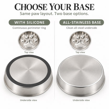Paw-Print Stainless Steel Slow Feeder Bowl, 2 Base Options, By GAVPEPY image 5 - 4.jpg