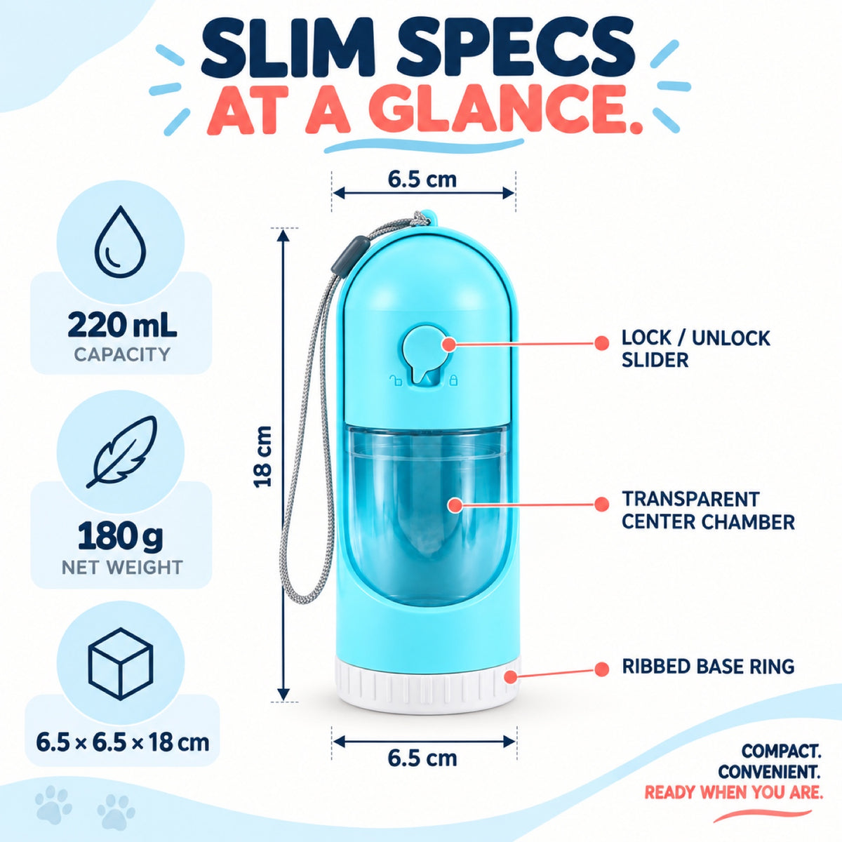 Extendable Pet Water and Food Bottle, 220 mL, 3 Options, By GAVPEPY image 5 - 4.jpg