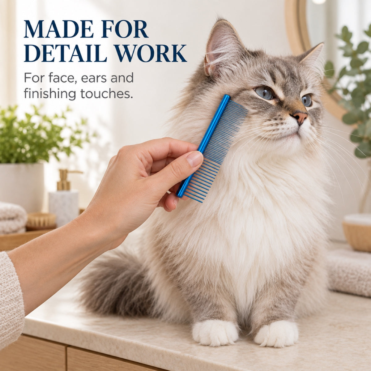 115 mm Dual-Density Metal Pet Face Comb, 4 Colors, By GAVPEPY image 5 - 4.jpg