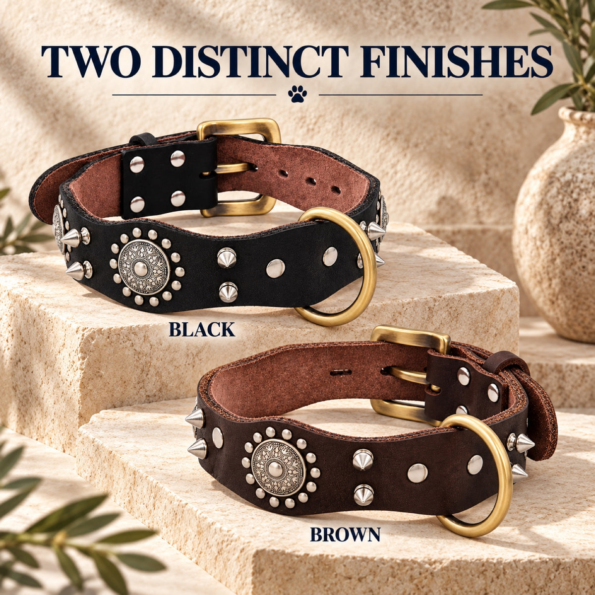 GAVPEPY Leather-style material Studded Dog Collar, Sizes S, M, L, Brown, Black, for neighborhood walks, park visits and daily dog wear; an adjustable neckwear option for supervised walks and everyday outings image 5 - 4.jpg