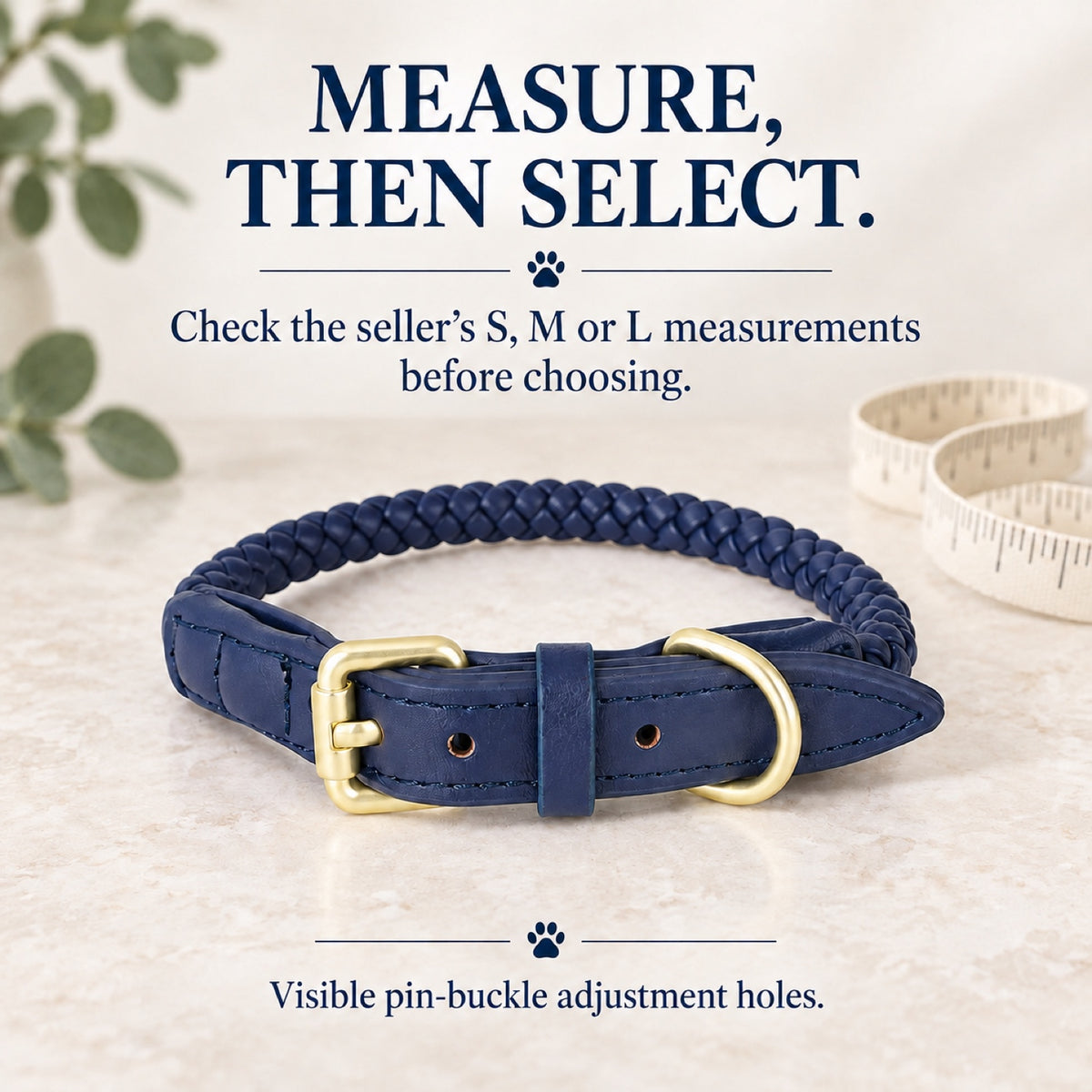 GAVPEPY Leather-style material Braided Dog Collar, Sizes S, M, L, Yellow, Orange, Blue, Gray, for neighborhood walks, park visits and daily dog wear; an adjustable neckwear option for supervised walks and everyday outings image 5 - 4.jpg