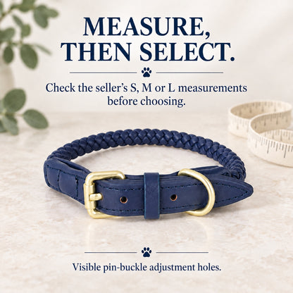 GAVPEPY Leather-style material Braided Dog Collar, Sizes S, M, L, Yellow, Orange, Blue, Gray, for neighborhood walks, park visits and daily dog wear; an adjustable neckwear option for supervised walks and everyday outings image 5 - 4.jpg