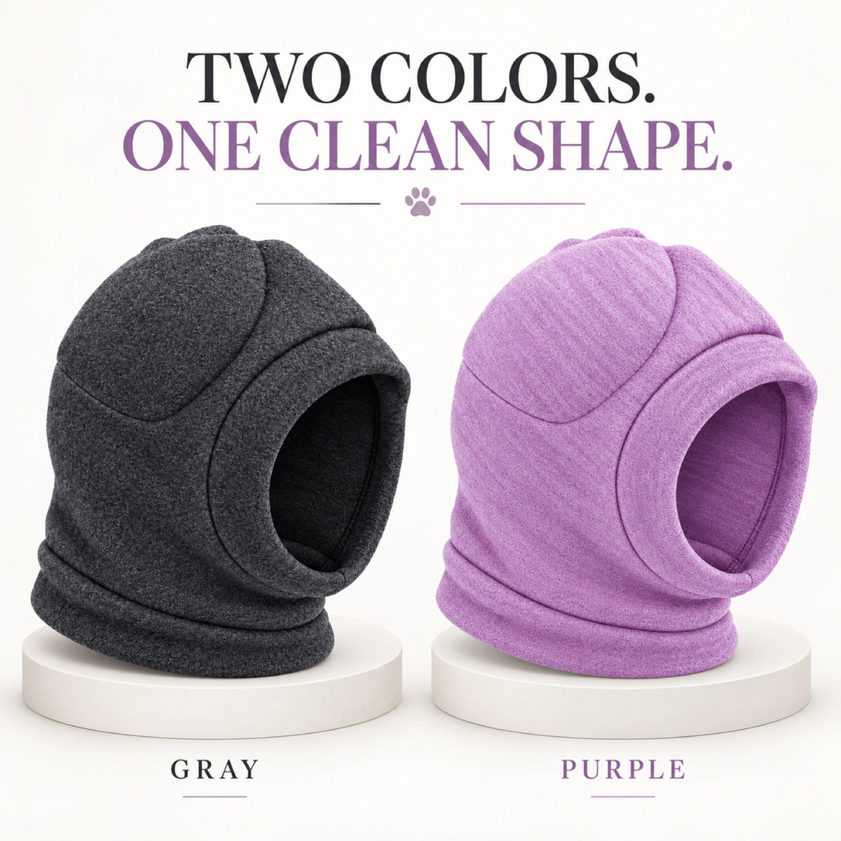 GAVPEPY Polyester Soft Dog Ear Hood, Gray or Purple in S, M, L and XL, for covering canine ears during supervised cold-weather and daily routines, walks, home, grooming and travel, a rounded soft hood, open face and extended lower edge provide the image 5 - 4.jpg