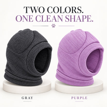 GAVPEPY Polyester Soft Dog Ear Hood, Gray or Purple in S, M, L and XL, for covering canine ears during supervised cold-weather and daily routines, walks, home, grooming and travel, a rounded soft hood, open face and extended lower edge provide the image 5 - 4.jpg