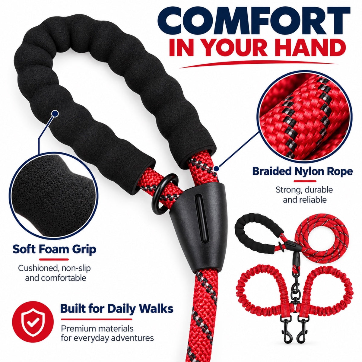 No-Tangle Dual-Dog Bungee Leash, 52 Options, By GAVPEPY image 5 - 4.jpg