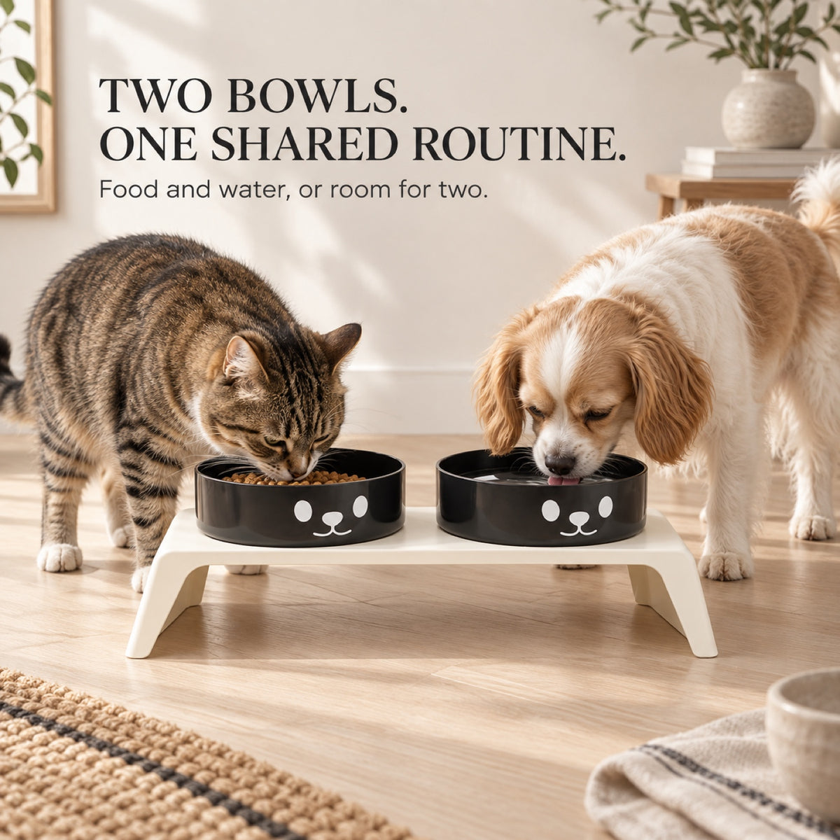 Cat-Face Double Pet Bowl, 2 Colors, By GAVPEPY image 5 - 4.jpg
