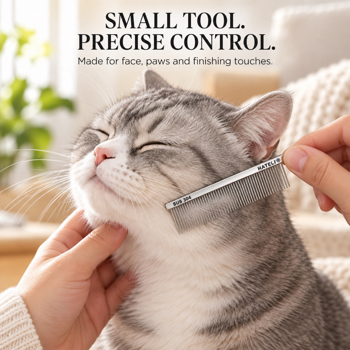 304 Stainless Steel Pet Face Comb, 2 Pin Lengths, By GAVPEPY image 5 - 4.jpg