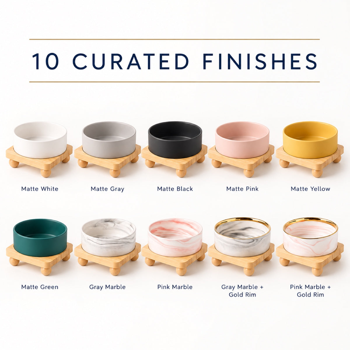 Raised Ceramic Pet Bowl with Single Bamboo Stand, 40 Options, By GAVPEPY image 5 - 4.jpg