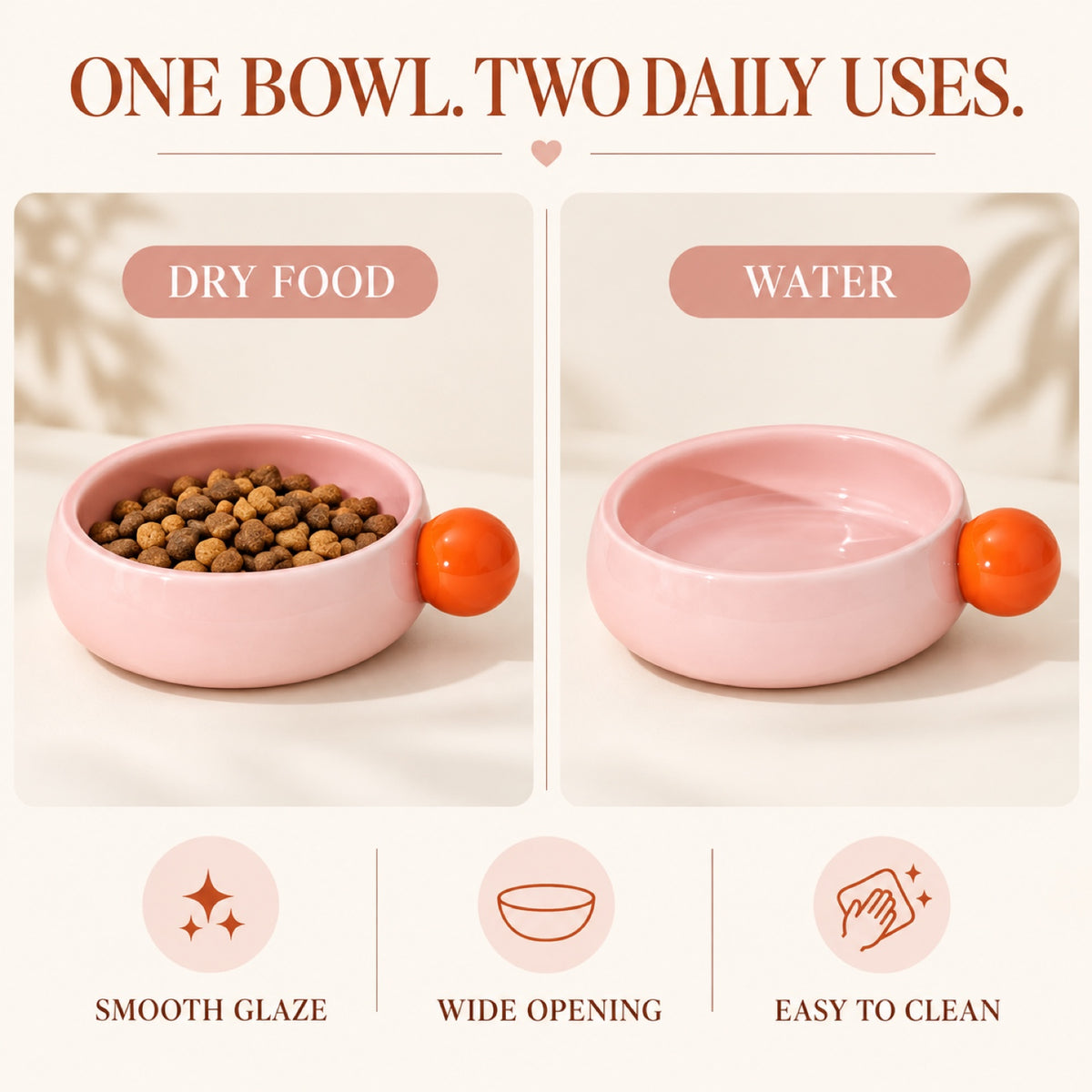 Candy-Color Ceramic Pet Bowl, 2 Colors, 18.5 cm, By GAVPEPY image 5 - 4.jpg