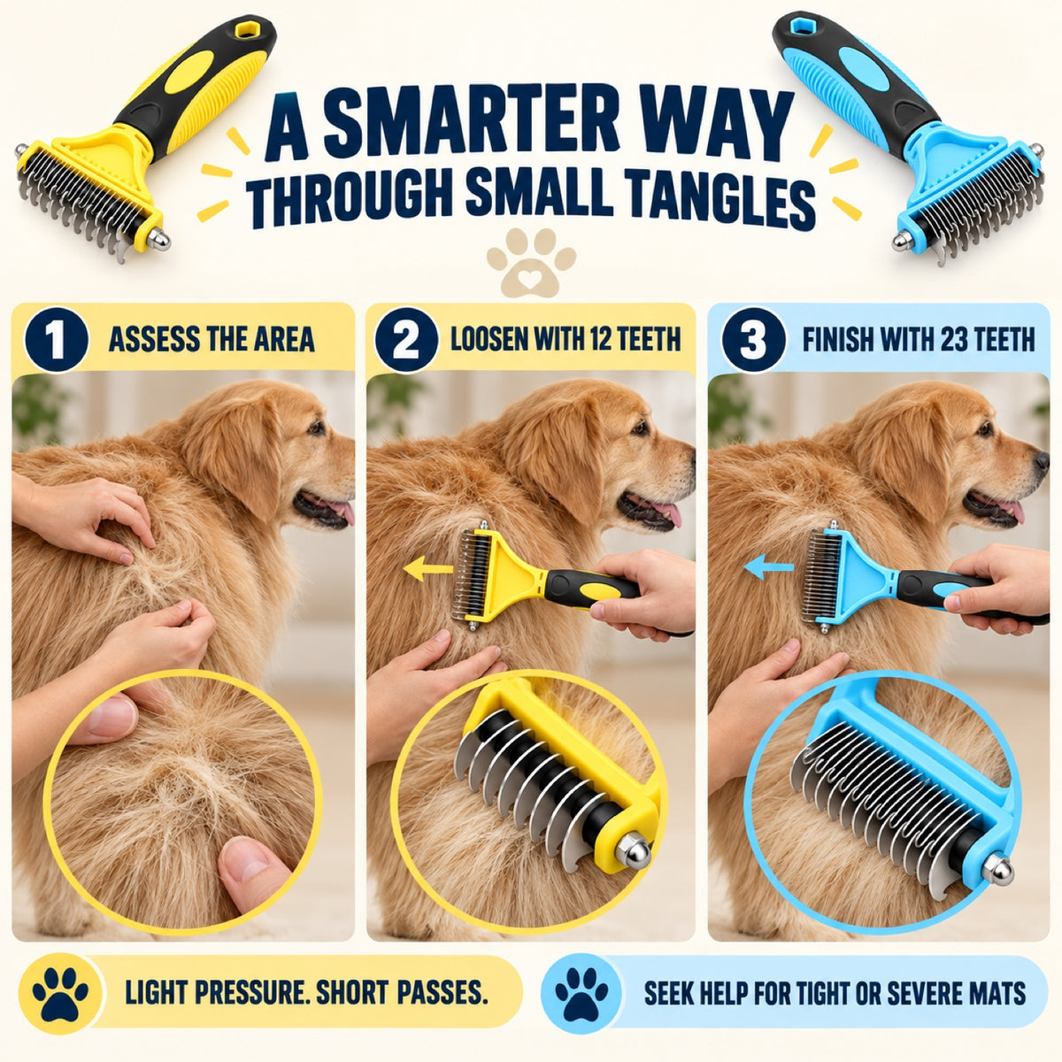 23+12 Tooth Pet Dematting Rake, 2 Colors, By GAVPEPY image 5 - 4.jpg