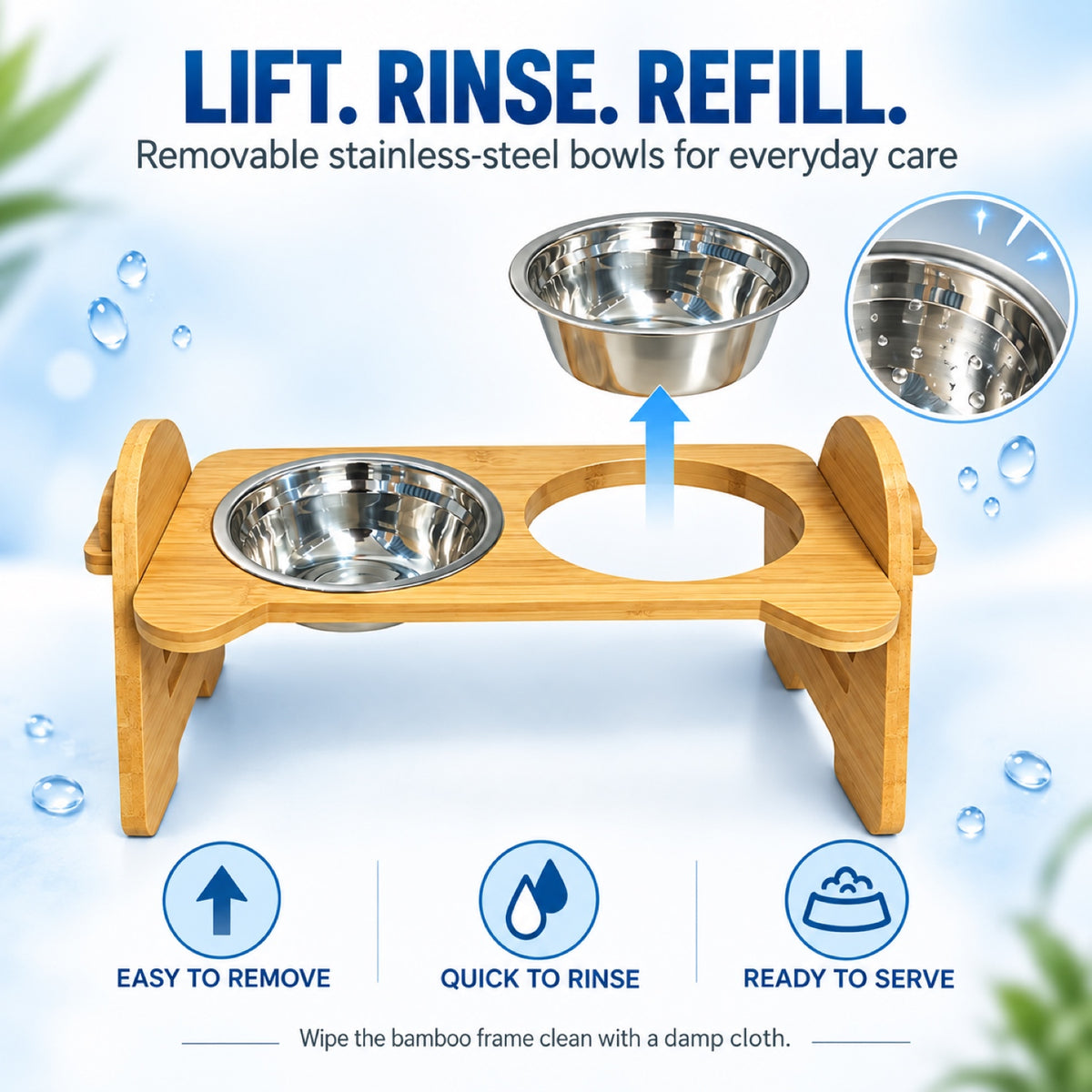 Trapezoid Bamboo Double Pet Bowl Stand, By GAVPEPY image 5 - 4.jpg
