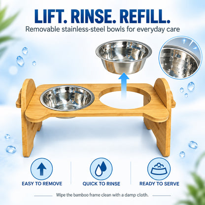 Trapezoid Bamboo Double Pet Bowl Stand, By GAVPEPY image 5 - 4.jpg