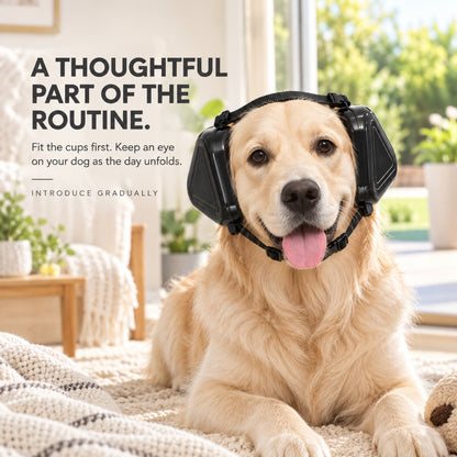 GAVPEPY Adjustable Hard-Shell Dog Ear Muffs, Black or Camouflage color options with an adjustable strap fit, for covering a dog’s ears during supervised exposure to noisy surroundings, grooming, travel and outdoor events image 5 - 4.jpg
