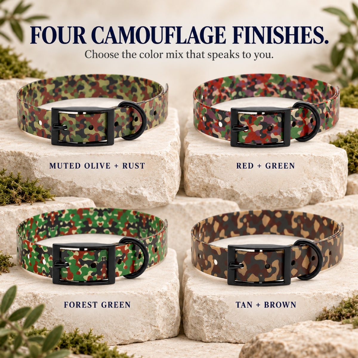 GAVPEPY TPU Camouflage Dog Collar, Size One Size, Muted Olive Rust Camo, Red Green Camo, Forest Green Camo, Tan Brown Camo, for daily dog walks and outdoor wear; adjustable neckwear with the selected finish and fit shown in the product photos image 5 - 4.jpg