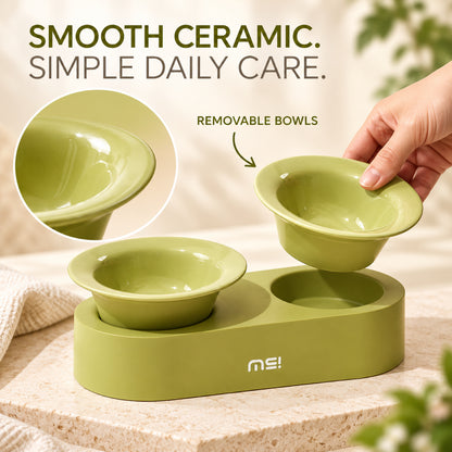 GAVPEPY Ceramic Raised Pet Bowl Collection, up to 34.5 x 15 x 12.8 cm for the paired set, seven pictured color and package options, for Everyday Dog and Cat Meals or Water at Home, raised ceramic feeding bowls in single- or double-bowl image 5 - 4.jpg