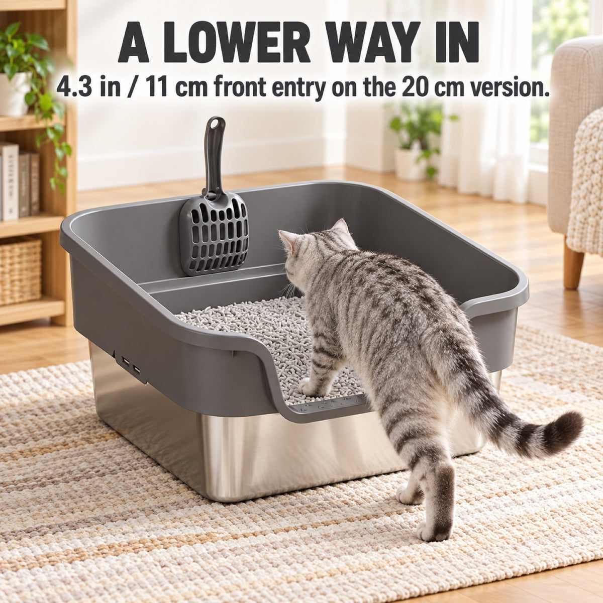 GAVPEPY Extra Large Stainless Steel Top-Entry Cat Litter Box, 18 Options image 5 - 4.jpg