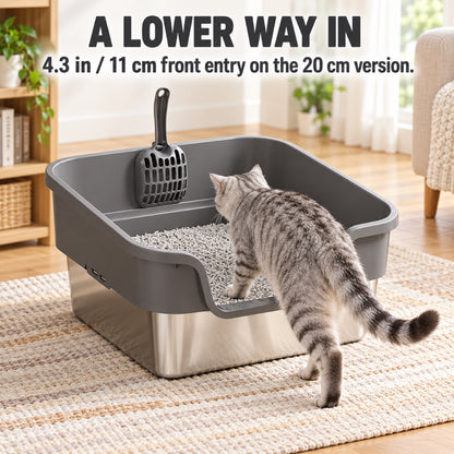GAVPEPY Extra Large Stainless Steel Top-Entry Cat Litter Box, 18 Options image 5 - 4.jpg