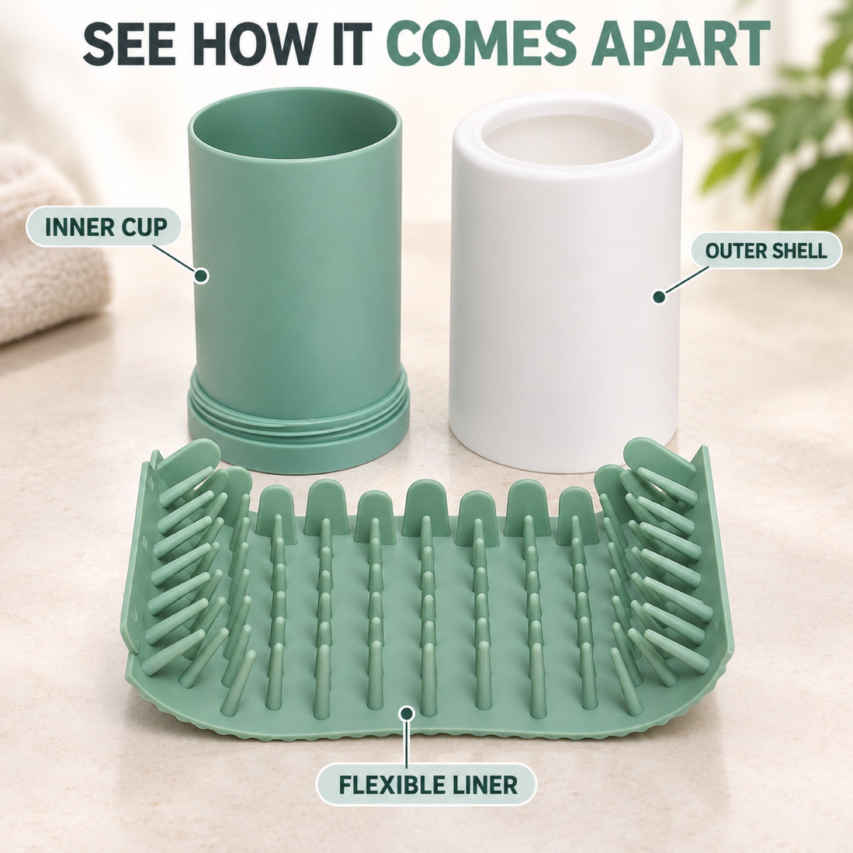 GAVPEPY PP plastic Pet Paw Cleaning Cup, Sizes S, L, Gray, Pink, Green, for cleaning paws after outdoor walks; reusable cup with the selected color and size shown in the product photos; review the selected variant photo for details image 4 - 4.jpg