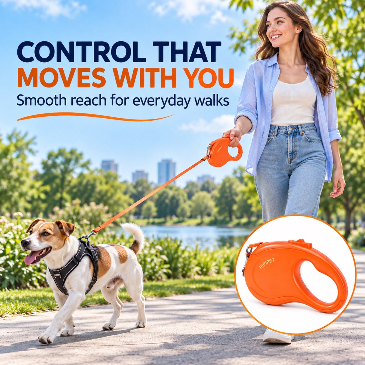 Color-Block Retractable Dog Leash, 3 Colors and 2 Lengths, By GAVPEPY image 5 - 4.jpg