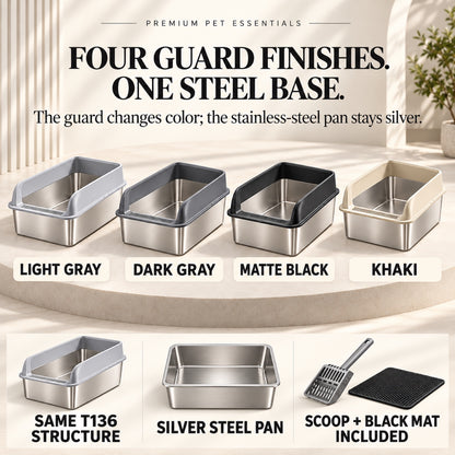 GAVPEPY Extra Large Stainless Steel Top-Entry High-Sided Cat Litter Box, 24 Options image 5 - 4.jpg