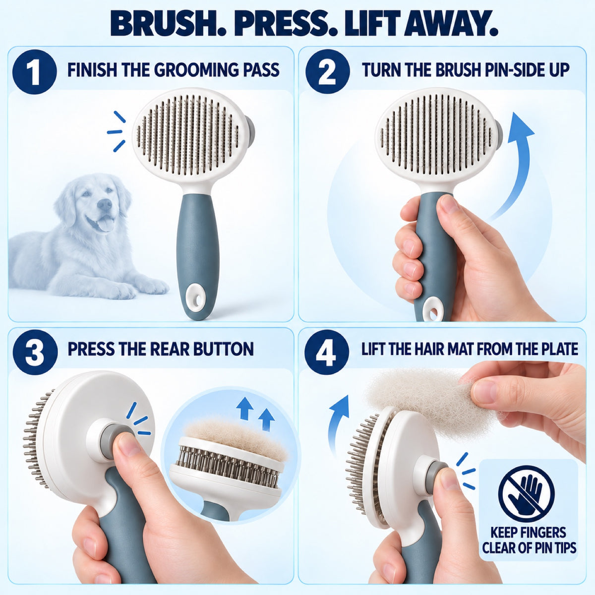 Pet Grooming Pin Brush, 2 Colors and 2 Pin Types, By GAVPEPY image 5 - 4.jpg