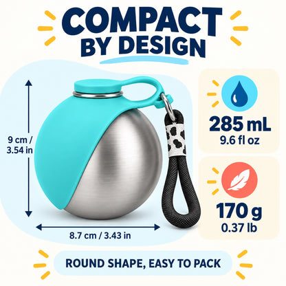 304 Stainless Steel Pet Water Bottle with Foldable Bowl, 285 mL, By GAVPEPY image 5 - 4.jpg